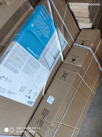 Porte de douche coulissante 2 volets "Beloya" l. 140cm en verre effet miroir - GoodHome neuf