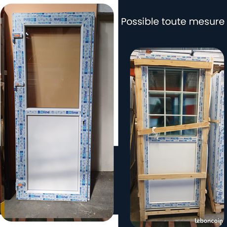Porte de service ALU vitrée blanche 2150x960