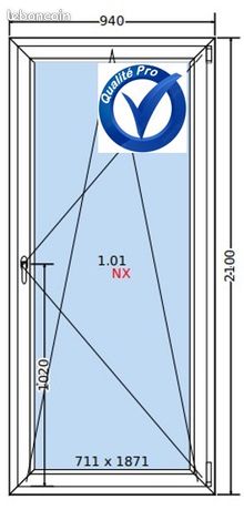 PORTE FENËTRE AVEC OB PVC BLANC 900 x 2100 QUALITE PRO Menuiserie haut de gamme