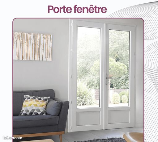 Porte fenetre pvc et acier avec cadre