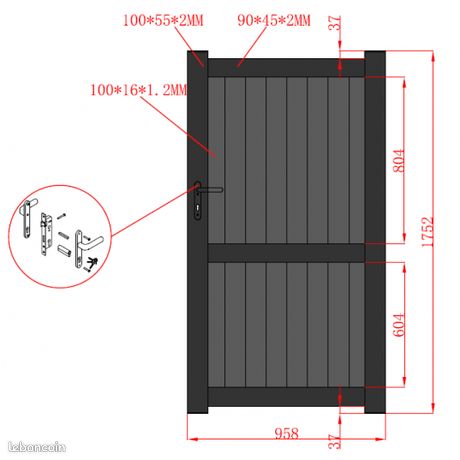 Portillon Aluminium RAL7016 L1mxH180m NAIROBI