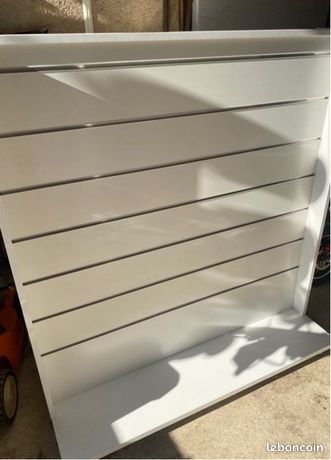 Présentoir gondole rainurées boutique double face sur roulettes