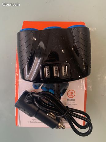 Prise Adaptateur allume-cigare 120W 3 ports USB 12V-24V DC répartiteur chargeur voiture multi-prise