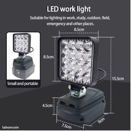 Prix cassé Projecteur 16 LED pour batteries Makita 18V