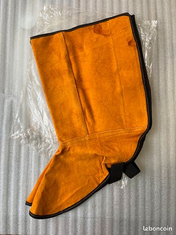 Protège pièds jambes chevilles Cuir Vache Soudure Protection Isolation Thermique soudeur Forgeron chalumeau poste profilé tube cadre plaque