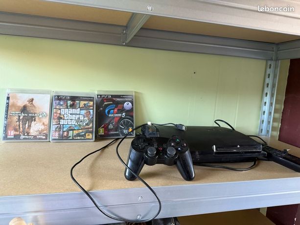PS3 avec télécommande et manette de jeux + jeux GTA5 Call of duty 2 Gran Turismo
