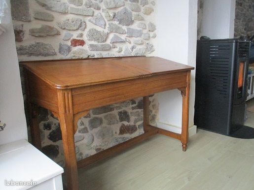Pupitre Bureau ancien chene 2 places adulte