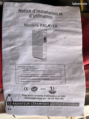 Radiateur Céramique Univr chauffage / Palayer 1500w