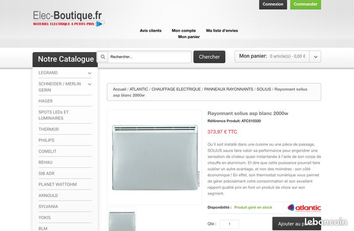 Radiateur Solius 2000w