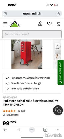 Radiateur à huile Thomson Design rétro rouge
