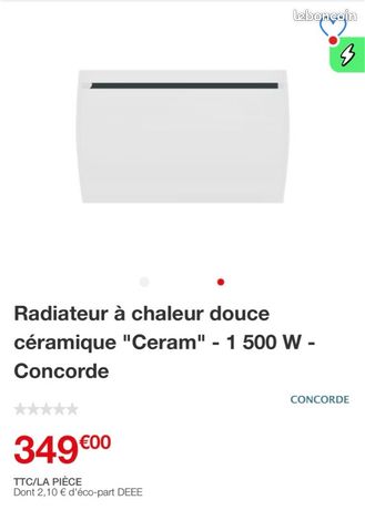 Radiateur inertie sèche 1500w CÉRAM CONCORDE