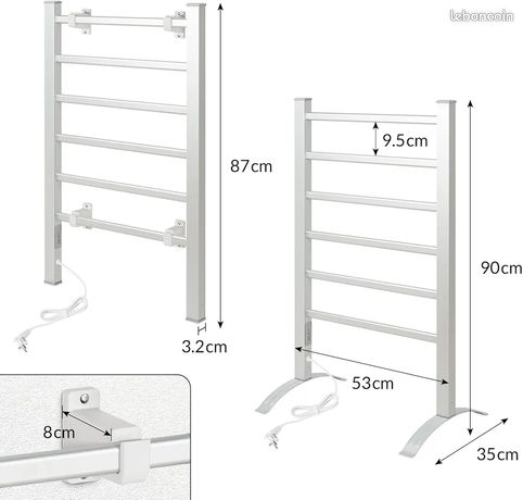 Radiateur seche serviette métal 6 barre puissance 100 w
