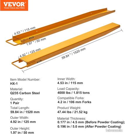 Rallonge fourche chariot