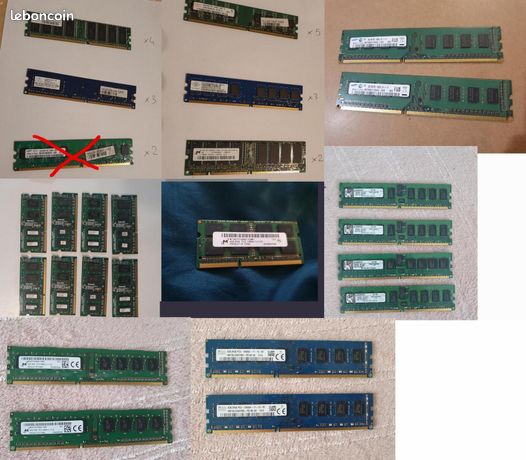 RAM Multiples barrettes 128M 256M 1G 2G 4G