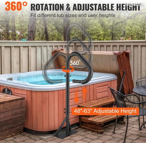 Rampe de Spa Rampe latérale rotative à 360° Hauteur réglable de 48 à 63 Pouces Aluminium antirouille. Utilisation intérieure/extérieure