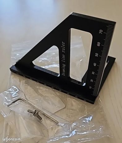 Rapporteur carré travail chantier atelier calcul carré de charpentier règle triangulaire d'onglet alu aluminium 3D multi-angle
