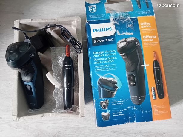 Rasoir électrique Philips Shaver 3000 + tondeuse nez-oreille