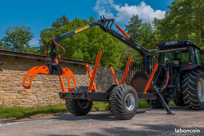 Remorque forestière 6 Tonnes BMF avec grue 4.3m et grappin - NEUF