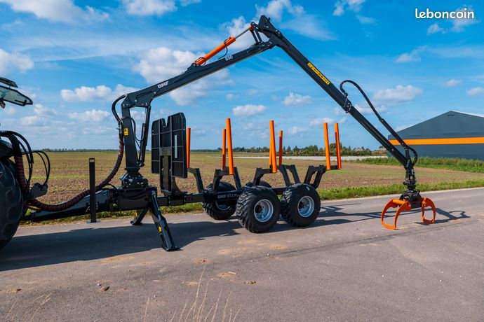 Remorque forestière BMF 8 Tonnes PRO avec grue 5.4 m ou 6.50 m