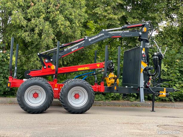 Remorque forestière capacité 10T avec grue 6.9 mètres HOMOLOGUÉE ROUTE