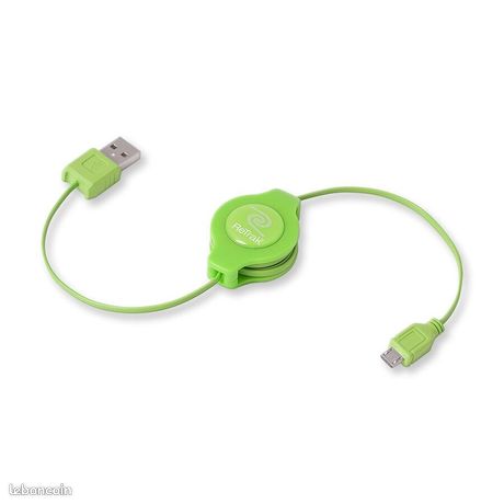 Retrak - Câble USB vers Micro-USB rétractable - 1 m - Vert