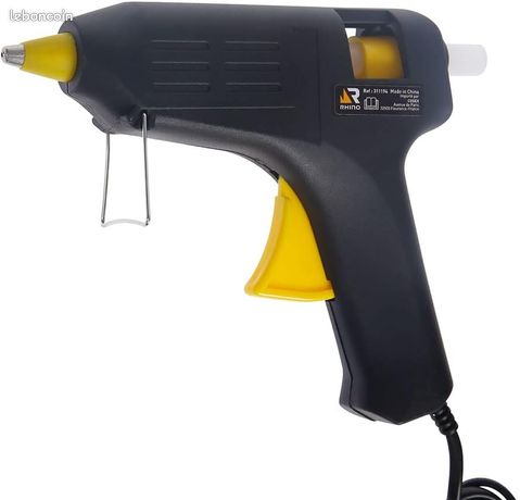 Rhino -Pistolet a colle neuf et emballé 11mm 220V - 150°/160°C - Câble d'alimentation 1m - Livré avec 3 bâtons de colles diamètre 11mm - Puissance 40W Gris