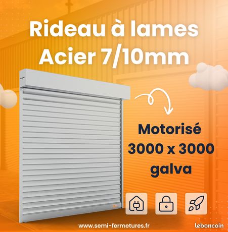 Rideau à lames Acier 8/10mm Motorisé 3000 x 3000 galva