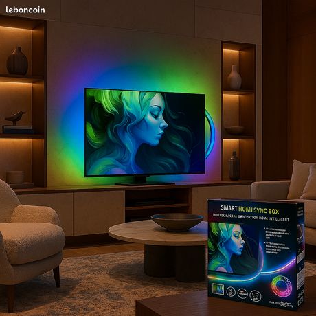 Ruban + Boîtier HDMI LED Ambilight TV et GAMING Smart Sync Box compatible Alexa / Google