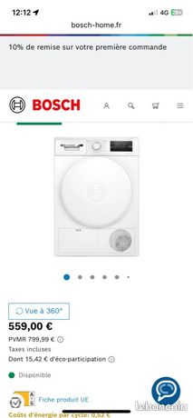 Sèche linge pompe à chaleur bosch 8 kilos haut gamme