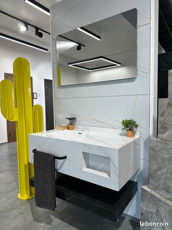 Salle de Bain moderne meuble + miroir LED intégré