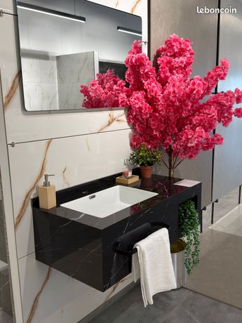 Salle de Bain pratique meuble + miroir lumineux