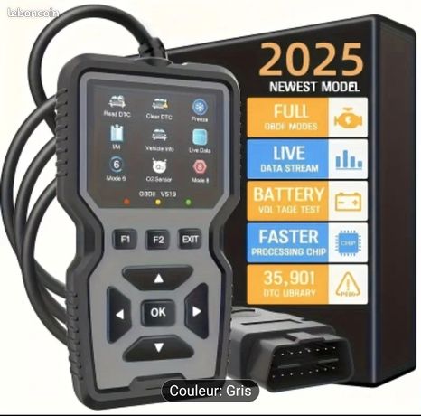 Scanner de diagnostic automobile OBDII/EOBD professionnel avancé testeur de batterie statut de prêt I/M et effaceur de code d'erreur compatible avec tous les véhicules au protocole OBD
