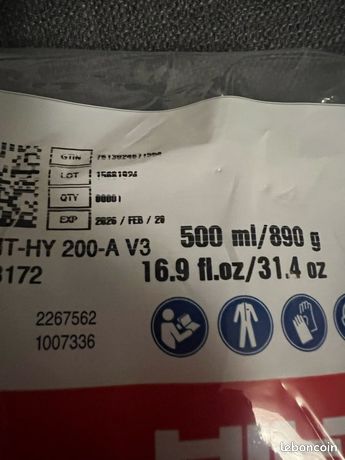 Scellement chimique hilti