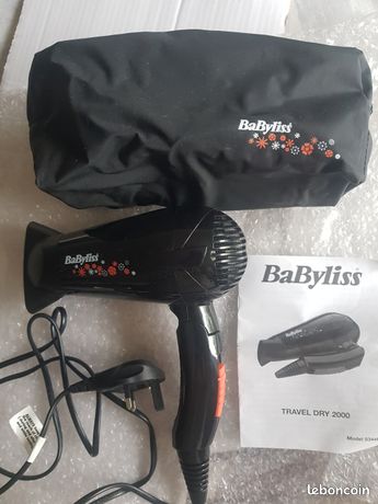 Seche-cheveux voyage haute pression 2000 w _ 2 reglages temperature noir _ tbe