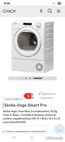 Sèche linge 10 kg à condensation