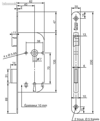 Serrure à clé Vachette