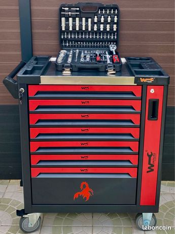 Servante XXL 7 tiroirs équipés + 1 coffret 108 pcs 🇫🇷