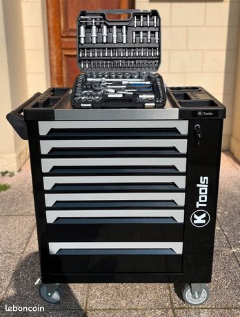 Servante XXL 7 tirroirs pleins d’outils + 1 coffret 108 pcs