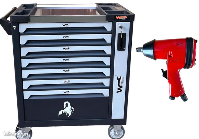 Servante XXL Chrome vanadium 7 tirroirs pleins+ clé pneumatique