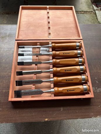 ciseaux bois 6 pcs avec étui lames affûtées sculpture précise charpentier