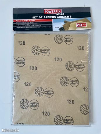 Set de papiers abrasifs Powerfix 20 pièces pour Bois Métal Vernis Neuf