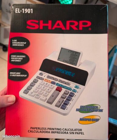 Sharp EL-1901 Calculatrice de bureau gris blanc Ecran 12 sur secteur