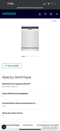 Siemens Lave-vaisselle iQ500 pose-libre 60 cm Blanc