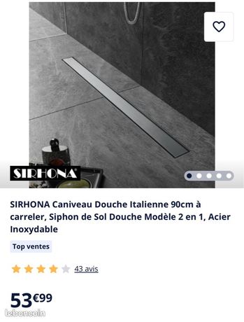 Siphon à carreler/ caniveau douche à l'italienne 90cm