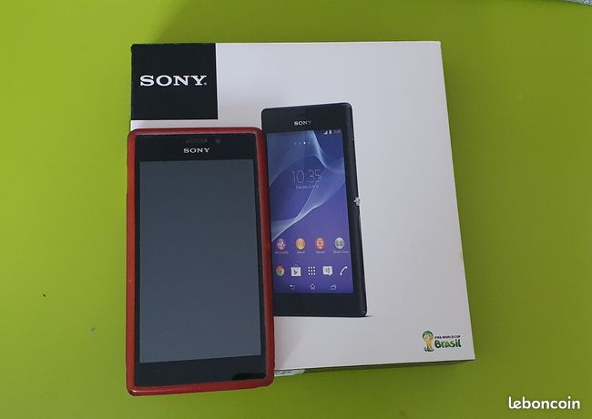 Smartphone SONY XPERIA M2 NOIR AVEC COQUE DE PROTECTION ROUGE OFFERTE