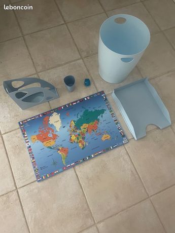 Sous main poubelle corbeille à courrier pot a stylo porte revue et taille crayon assortis