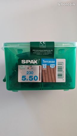 SPAX Lot De 230 Vis Terrasse Inox Étoile Diam.5 Mm X L.50 Mm - Inox A2