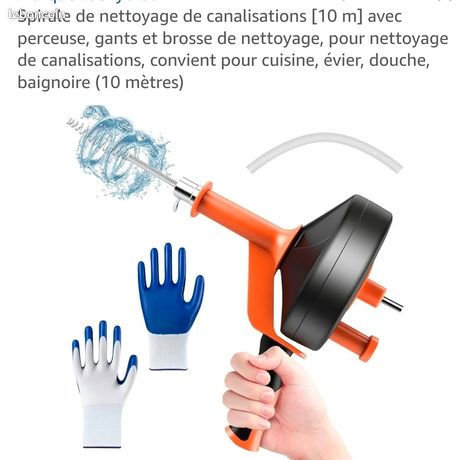 Spirale de nettoyage de canalisation 10m convient pour cuisine baignoire évier douche