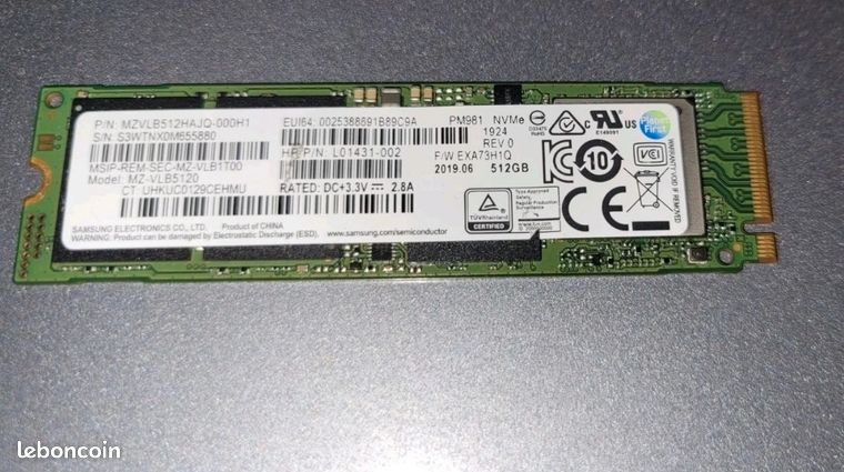 SSD 512go nvme samsung PM981