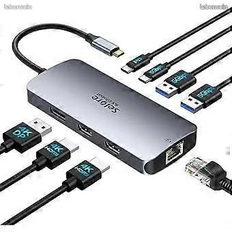 Station d'accueil USB C Dual HDMI 8 en 1 Docking Station po 3 moniteurs Triple écran 4K avec 2 HDMI DisplayPort Ethernet 1 Gbit/s PD 100 W Adaptateu USB 3.0 neuf. Sur Amiens-Rivery. 10